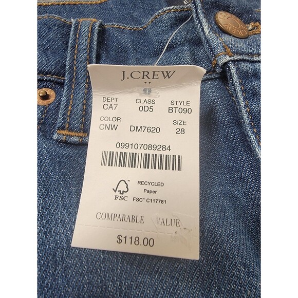 J.Crew Jeans Womens 28 Blue Essential Straight Stretch Denim Medium Wash BT090 - Picture 5 of 14